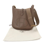 Hermes Evelyne 3 PM Shoulder Bag Taurillon Clemence Etoupe Gold — view 2