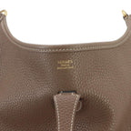 Hermes Evelyne 3 PM Shoulder Bag Taurillon Clemence Etoupe Gold — view 7