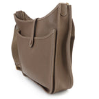 Hermes Evelyne 3 PM Shoulder Bag Taurillon Clemence Etoupe Gold — view 4
