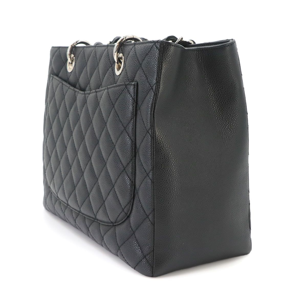 Chanel Quilted Grand Shopping Chain Tote Bag GST Caviar Leather Black — view 4