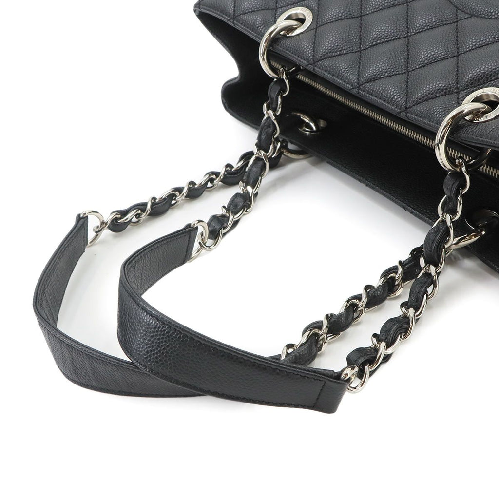 Chanel Quilted Grand Shopping Chain Tote Bag GST Caviar Leather Black — view 6