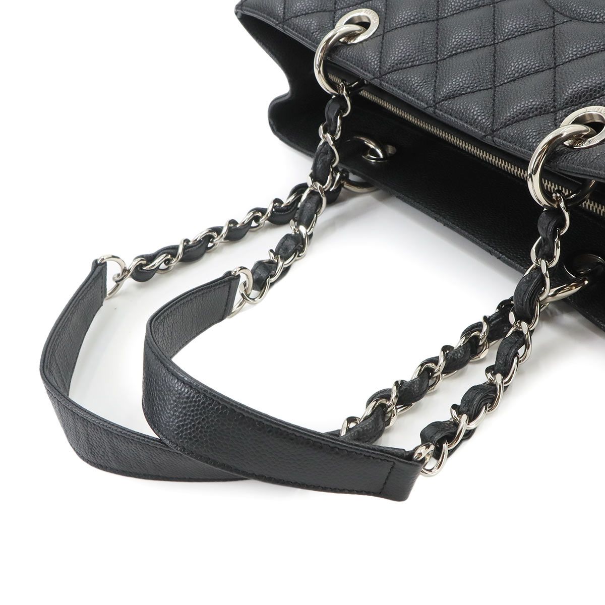 Chanel Quilted Grand Shopping Chain Tote Bag GST Caviar Leather Black — view 6