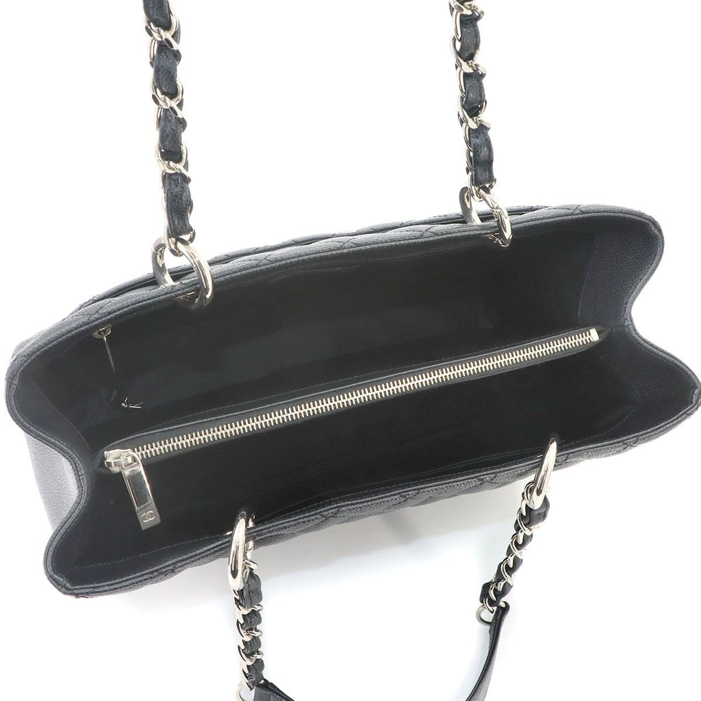 Chanel Quilted Grand Shopping Chain Tote Bag GST Caviar Leather Black — view 7
