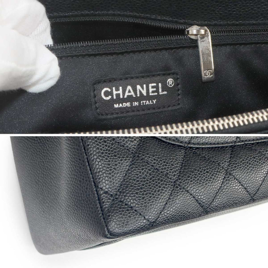 Chanel Quilted Grand Shopping Chain Tote Bag GST Caviar Leather Black — view 8