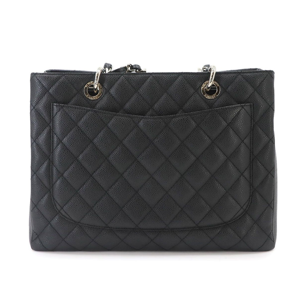 Chanel Quilted Grand Shopping Chain Tote Bag GST Caviar Leather Black — view 3