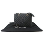 Chanel Quilted Grand Shopping Chain Tote Bag GST Caviar Leather Black — view 2