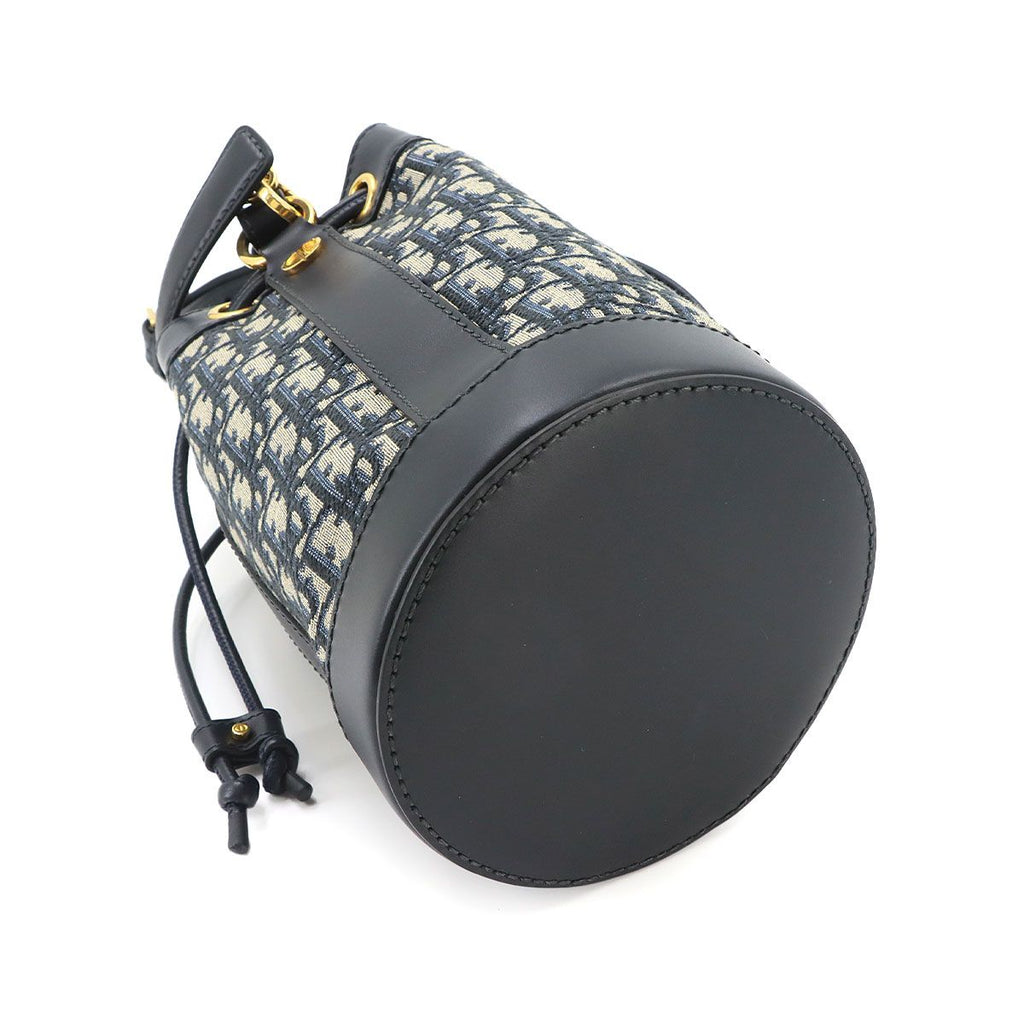 Dior Oblique Backpack Canvas Leather Navy — view 4