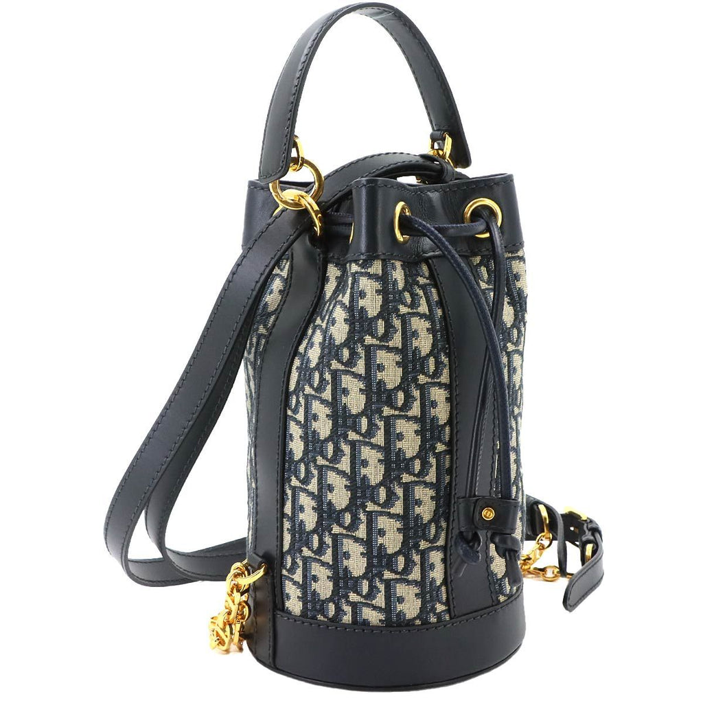 Dior Oblique Backpack Canvas Leather Navy — view 3