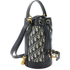 Dior Oblique Backpack Canvas Leather Navy — view 3
