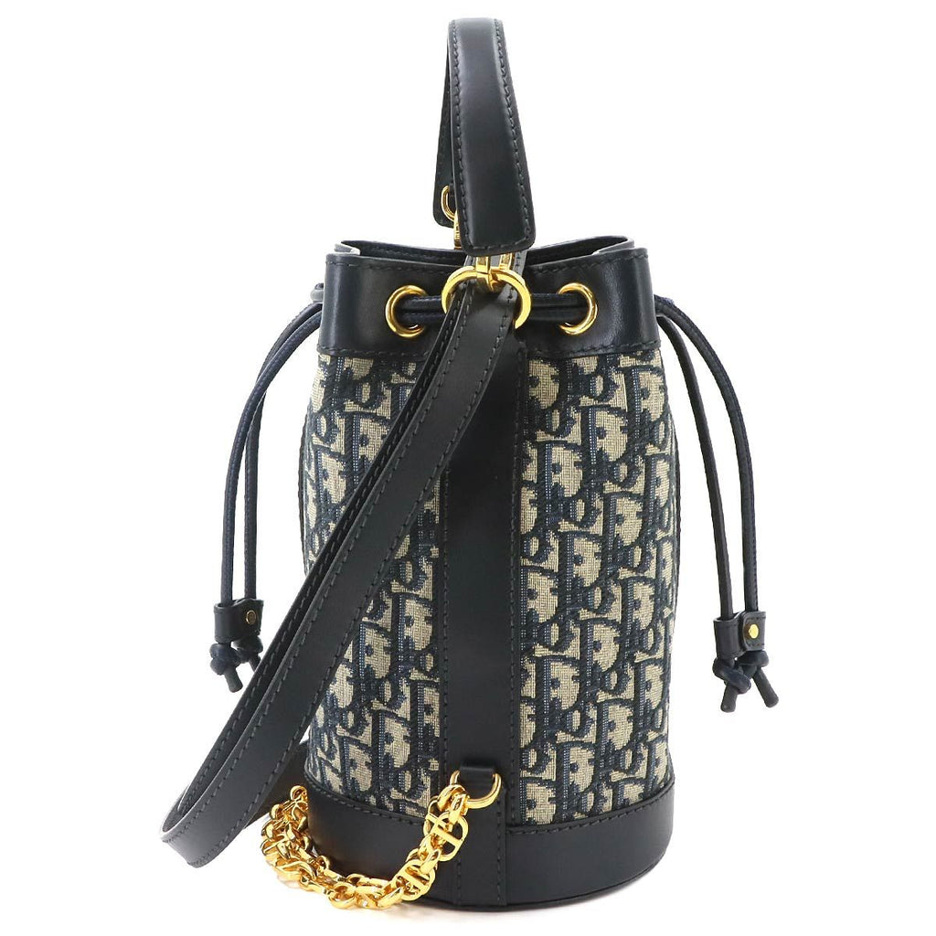 Dior Oblique Backpack Canvas Leather Navy — view 2