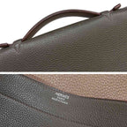 Hermes Sac a Depeche 41 Briefcase Business Togo Vert Grease Etoupe — view 7