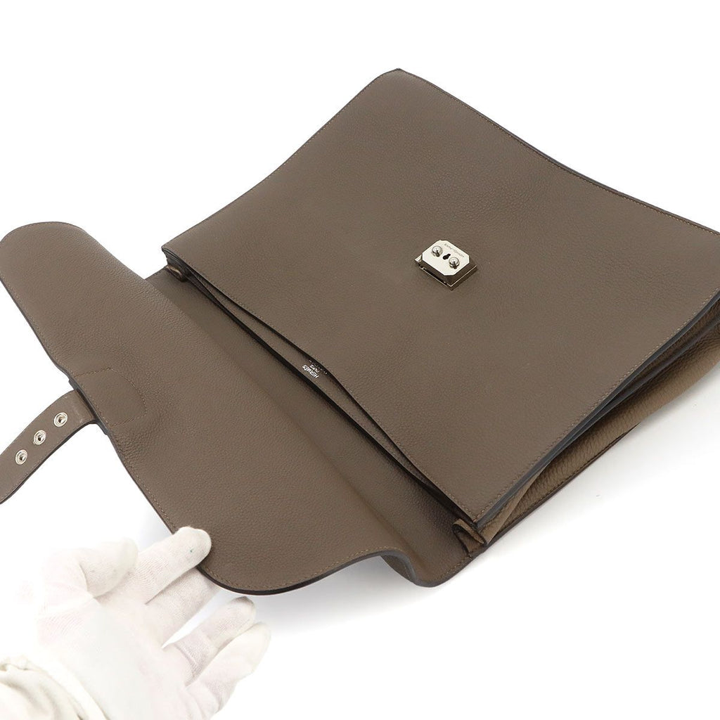 Hermes Sac a Depeche 38 Briefcase Business Togo Taupe — view 7
