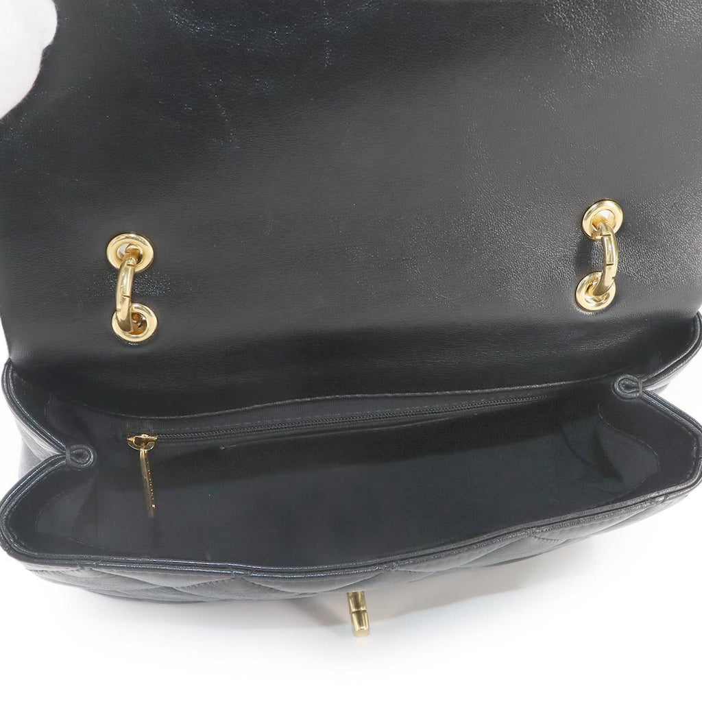 Chanel Quilted 2-Way Bag Leather Black Gold Bag — view 8