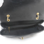 Chanel Quilted 2-Way Bag Leather Black Gold Bag — view 8