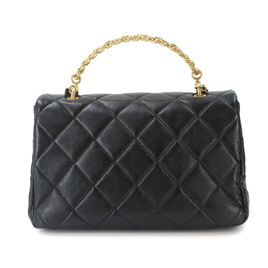 Chanel Quilted 2-Way Bag Leather Black Gold Bag — view 3