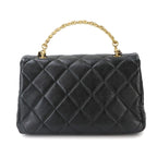 Chanel Quilted 2-Way Bag Leather Black Gold Bag — view 3