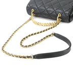Chanel Quilted 2-Way Bag Leather Black Gold Bag — view 6