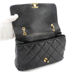 Chanel Quilted 2-Way Bag Leather Black Gold Bag — view 7