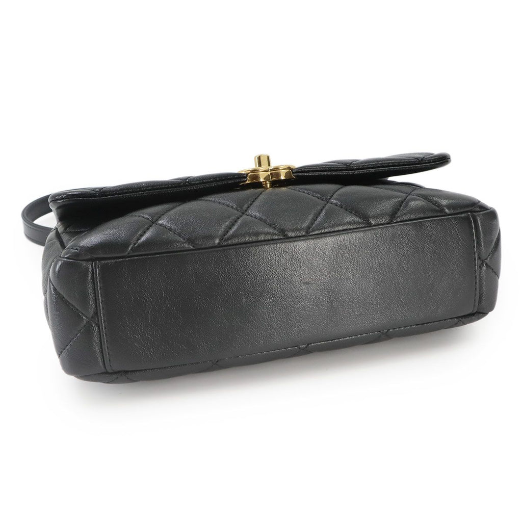 Chanel Quilted 2-Way Bag Leather Black Gold Bag — view 5