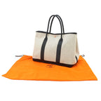 Hermes Garden Party 36 PM Tote Bag Toile Ash Leather Black Gray — view 2