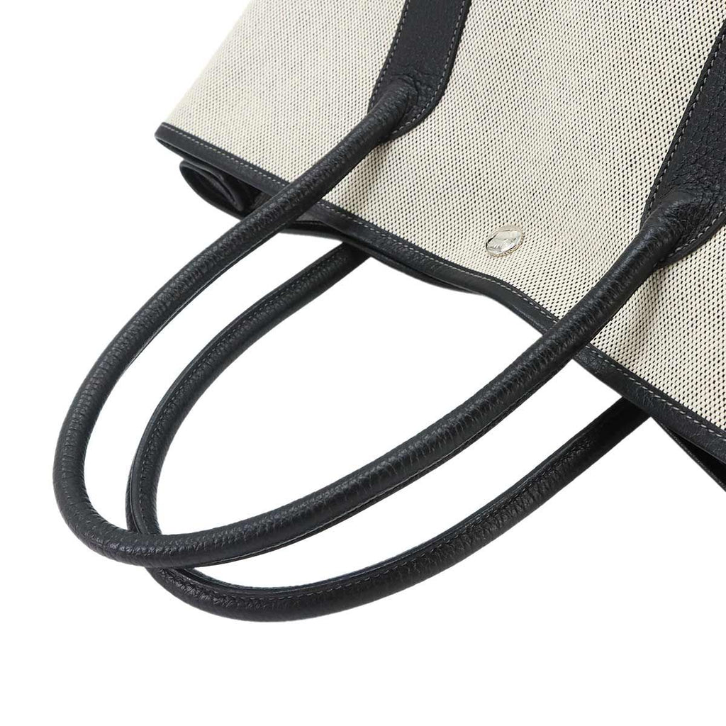 Hermes Garden Party 36 PM Tote Bag Toile Ash Leather Black Gray — view 6