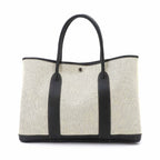 Hermes Garden Party 36 PM Tote Bag Toile Ash Leather Black Gray — view 3