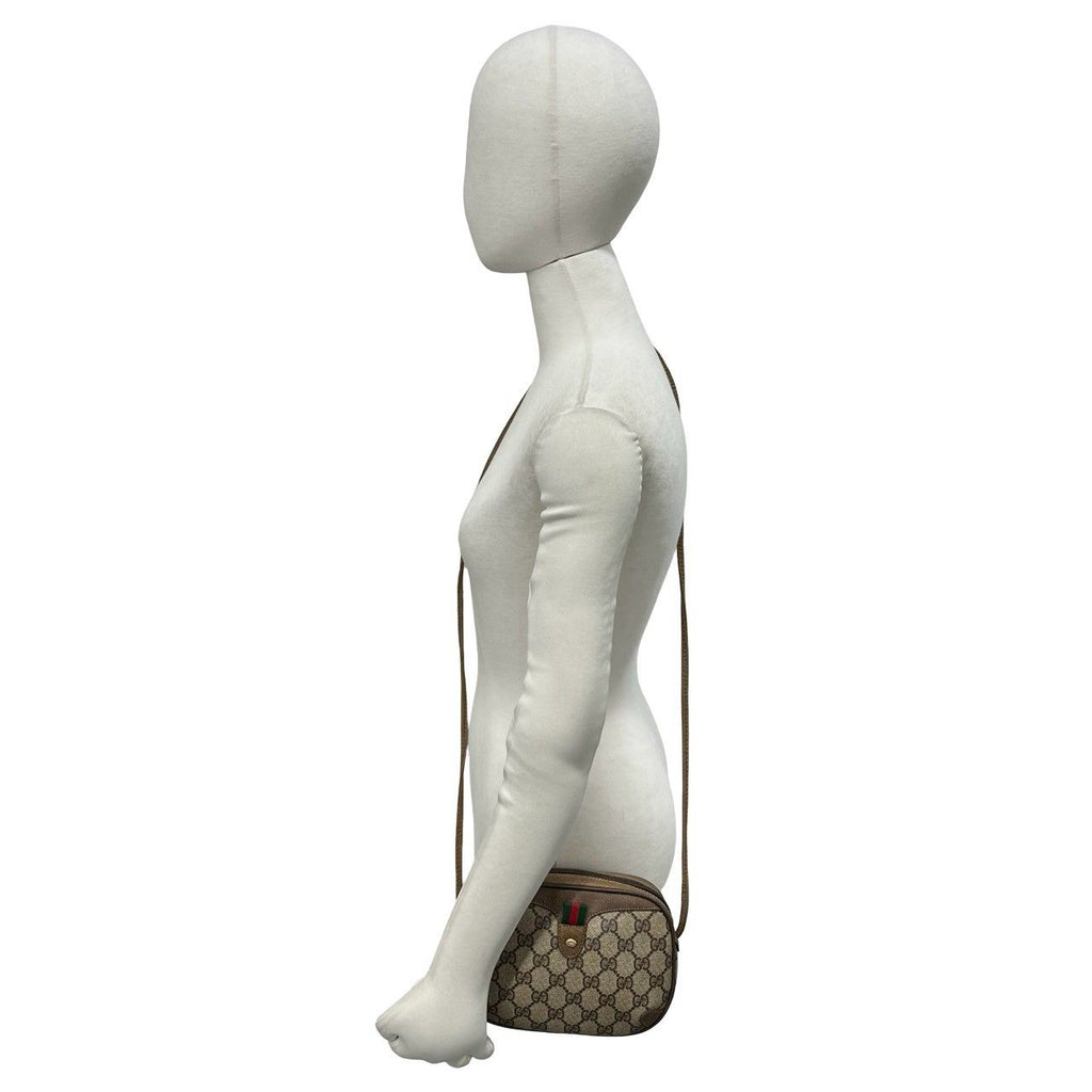 Gucci Vintage Sherry Line GG Logo Leather Shoulder Bag Pochette Brown — view 2