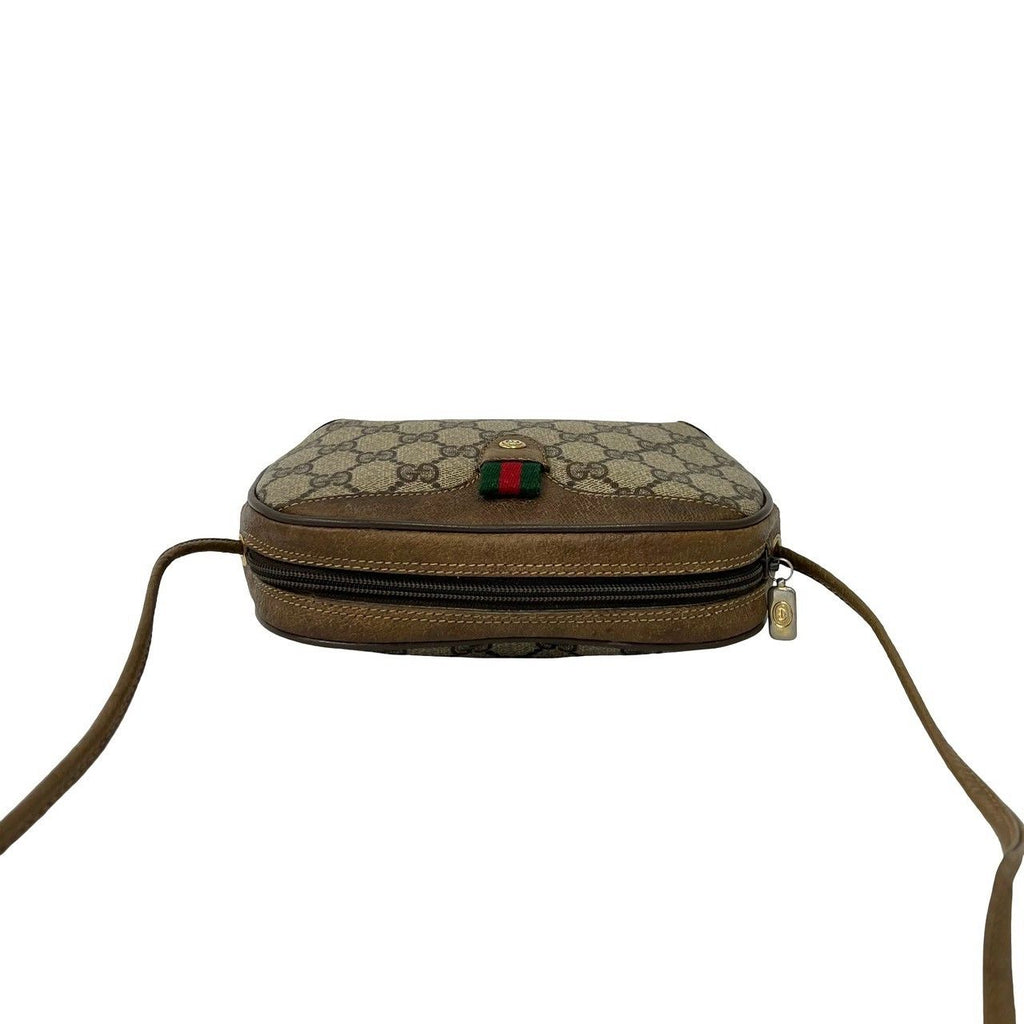 Gucci Vintage Sherry Line GG Logo Leather Shoulder Bag Pochette Brown — view 4