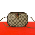 Gucci Vintage Sherry Line GG Logo Leather Shoulder Bag Pochette Brown