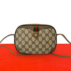 Gucci Vintage Sherry Line GG Logo Leather Shoulder Bag Pochette Brown