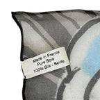 Chanel French Festival Limited Chiffon Scarf CC Logo Camellia Silk Blue Gray — view 7