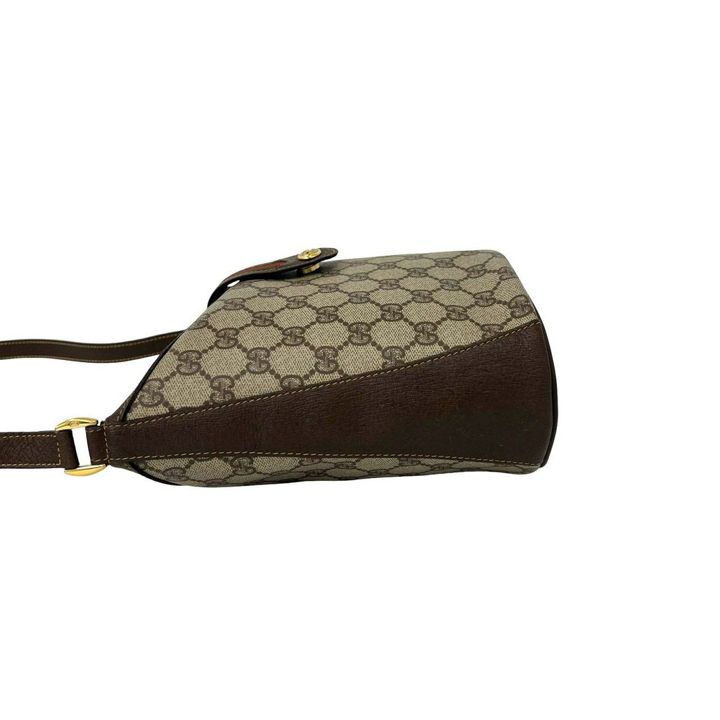 Gucci Vintage Sherry Line GG Logo Leather Shoulder Bag Pochette Brown — view 5