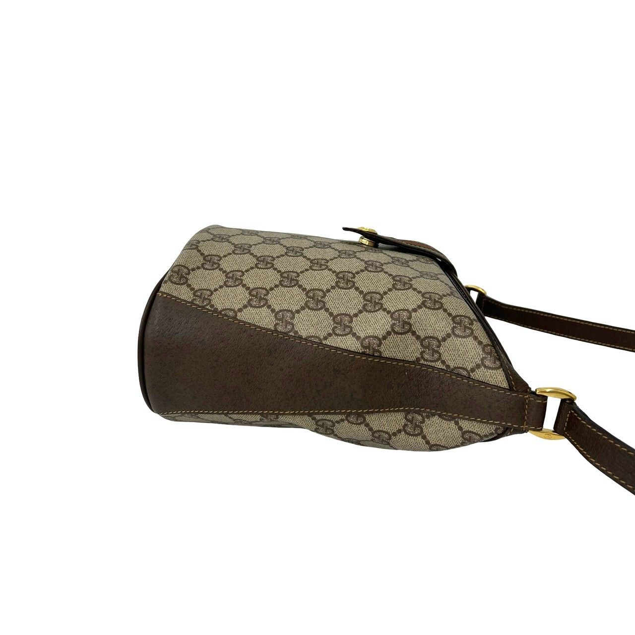Gucci Vintage Sherry Line GG Logo Leather Shoulder Bag Pochette Brown — view 6