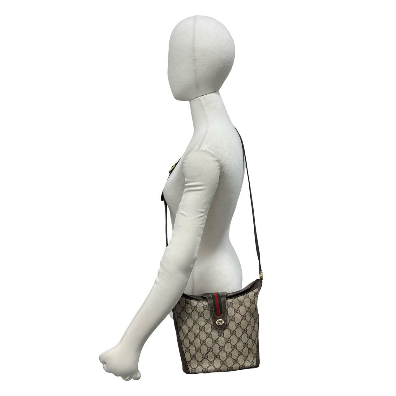 Gucci Vintage Sherry Line GG Logo Leather Shoulder Bag Pochette Brown — view 2