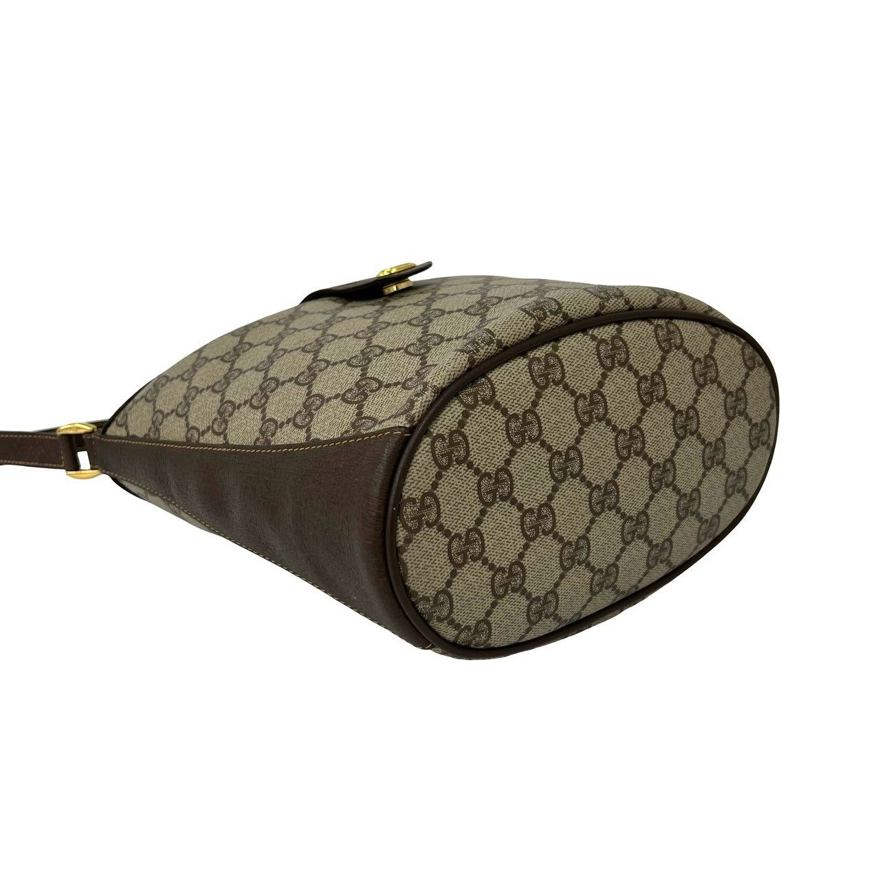 Gucci Vintage Sherry Line GG Logo Leather Shoulder Bag Pochette Brown — view 7