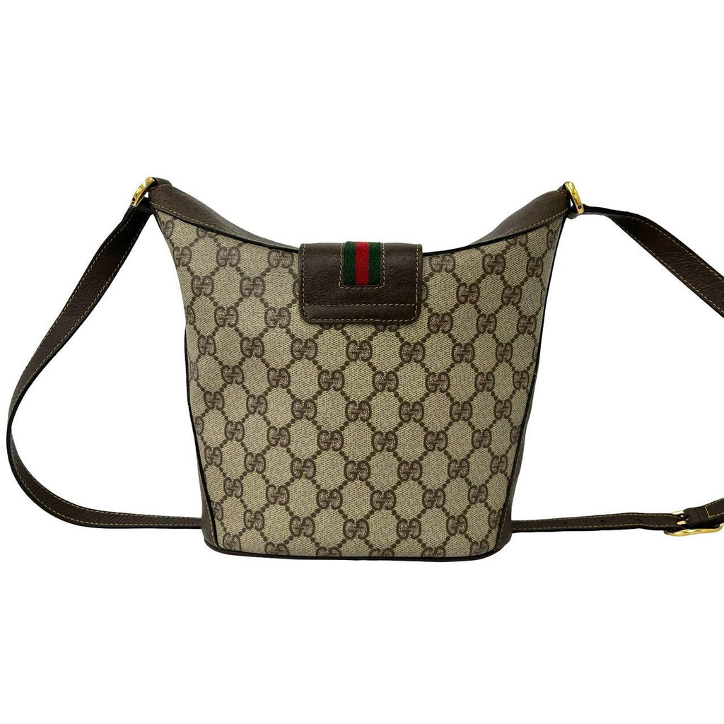 Gucci Vintage Sherry Line GG Logo Leather Shoulder Bag Pochette Brown — view 3