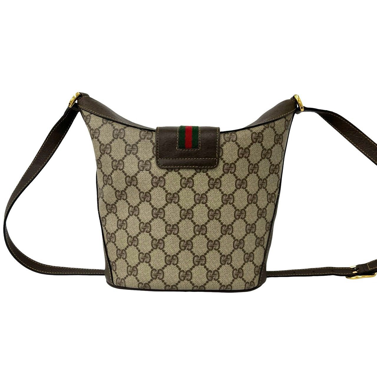 Gucci Vintage Sherry Line GG Logo Leather Shoulder Bag Pochette Brown — view 3