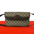 Gucci Vintage GG Pattern Logo Leather Shoulder Bag Pochette Crossbody Brown
