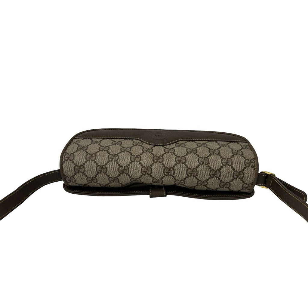 Gucci Vintage GG Pattern Logo Leather Shoulder Bag Pochette Crossbody Brown — view 4