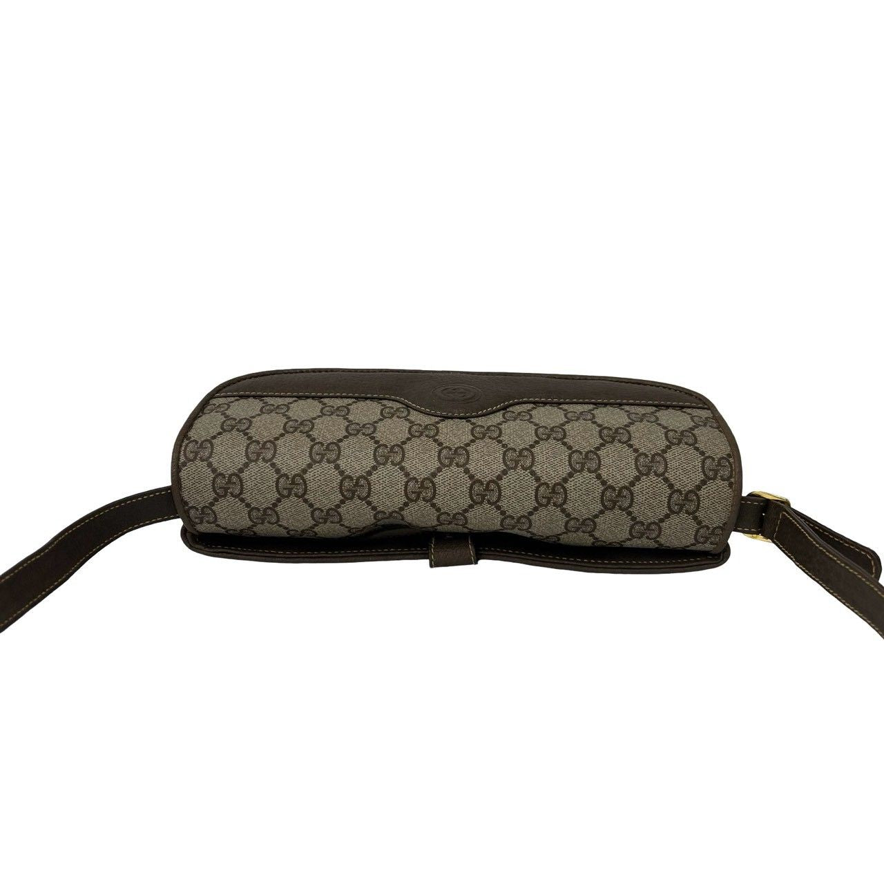 Gucci Vintage GG Pattern Logo Leather Shoulder Bag Pochette Crossbody Brown — view 4