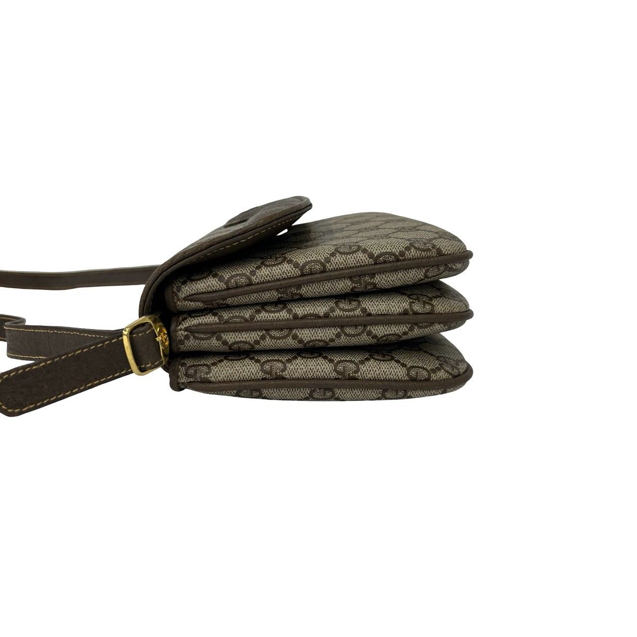 Gucci Vintage GG Pattern Logo Leather Shoulder Bag Pochette Crossbody Brown — view 5