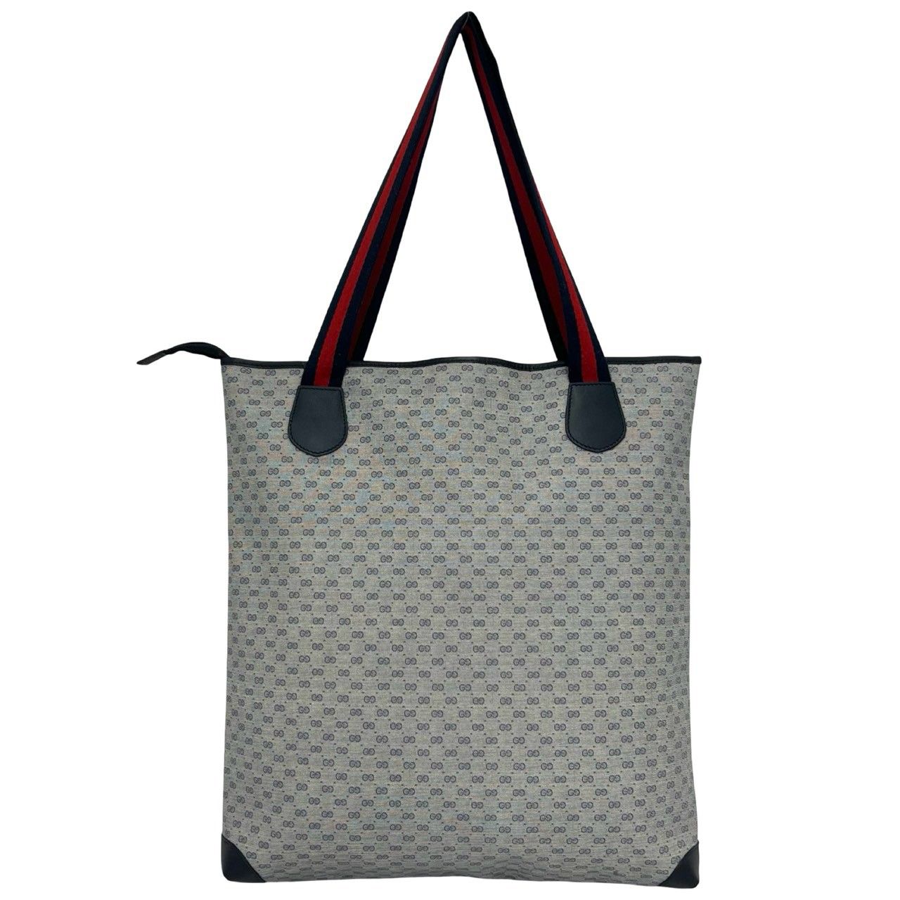 Gucci Vintage Sherry Line Micro GG Logo Leather Tote Shoulder Bag Navy — view 3