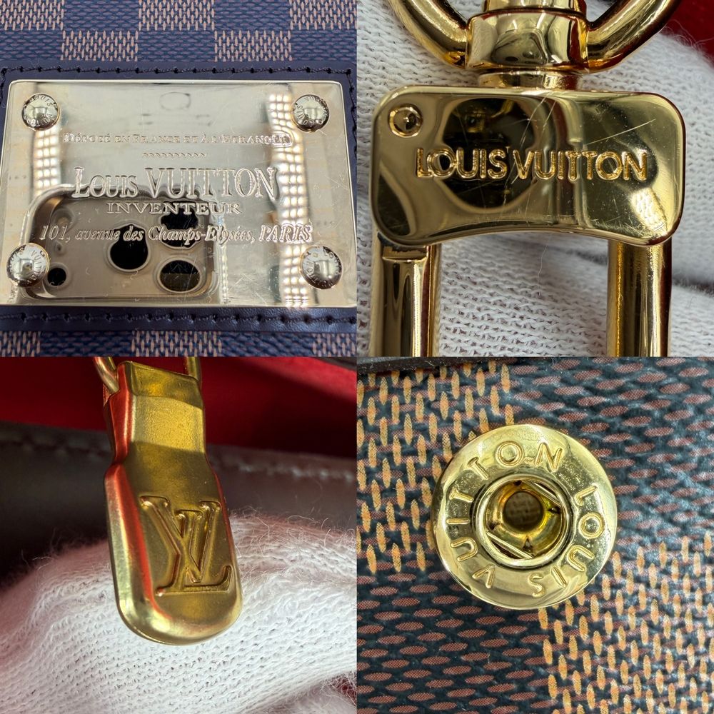 Louis Vuitton Tote Hampstead MM Handbag Shoulder Damier Canvas Brown Gold Vintage — view 5