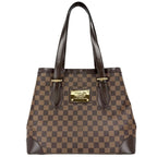 Louis Vuitton Tote Hampstead MM Handbag Shoulder Damier Canvas Brown Gold Vintage