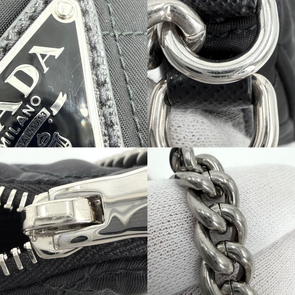 Prada 2-Way Quilted Handbag Shoulder Bag Crossbody Triangle Logo Nylon Leather — view 7