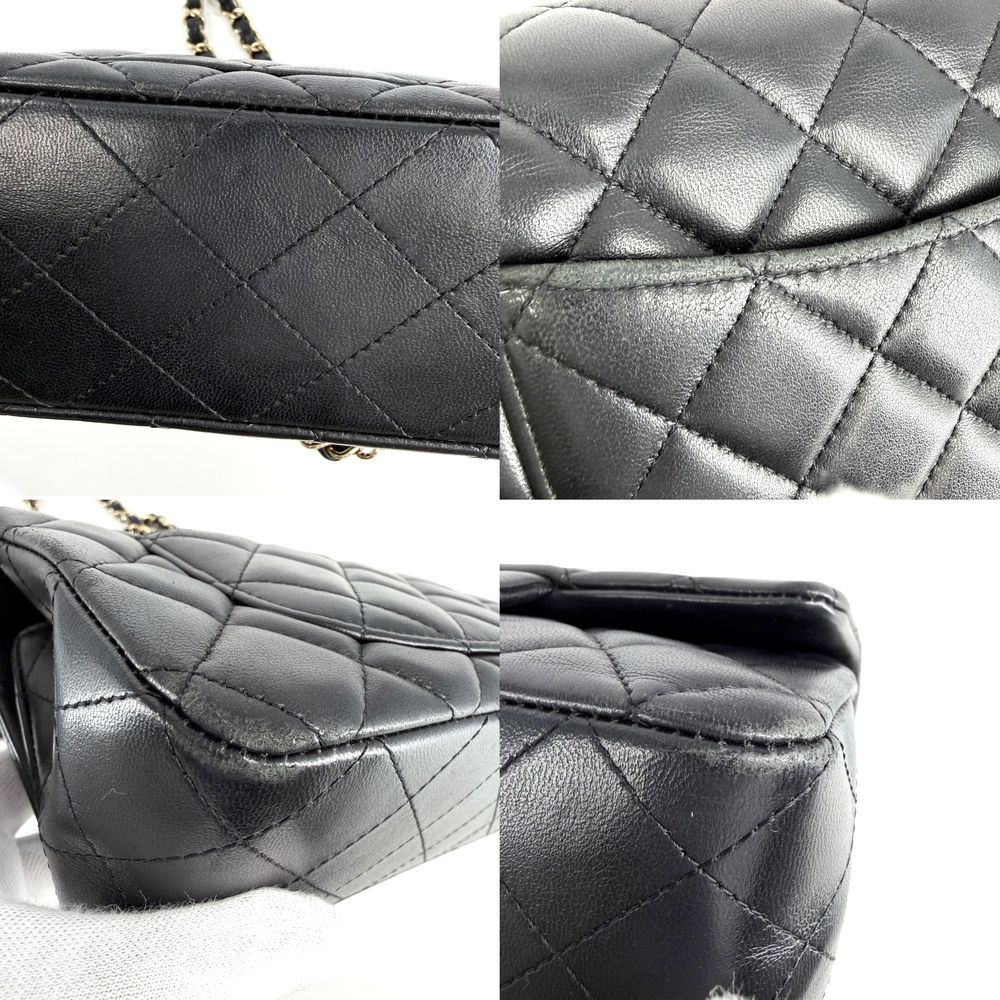 Chanel Shoulder Bag Mini Quilted CC Logo Bag Crossbody Lambskin Black Gold — view 7