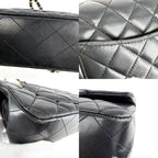 Chanel Shoulder Bag Mini Quilted CC Logo Bag Crossbody Lambskin Black Gold — view 7