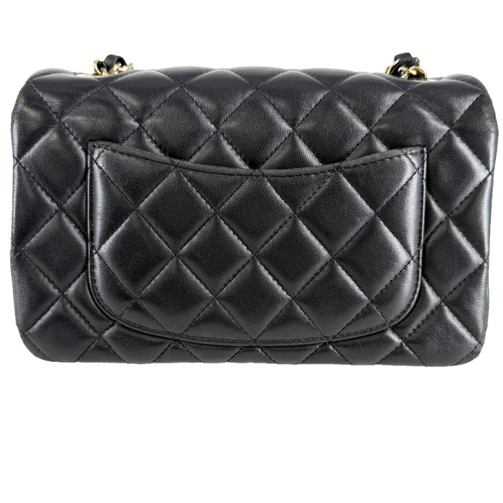 Chanel Shoulder Bag Mini Quilted CC Logo Bag Crossbody Lambskin Black Gold — view 2