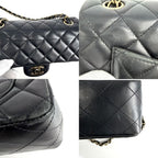 Chanel Shoulder Bag Mini Quilted CC Logo Bag Crossbody Lambskin Black Gold — view 6