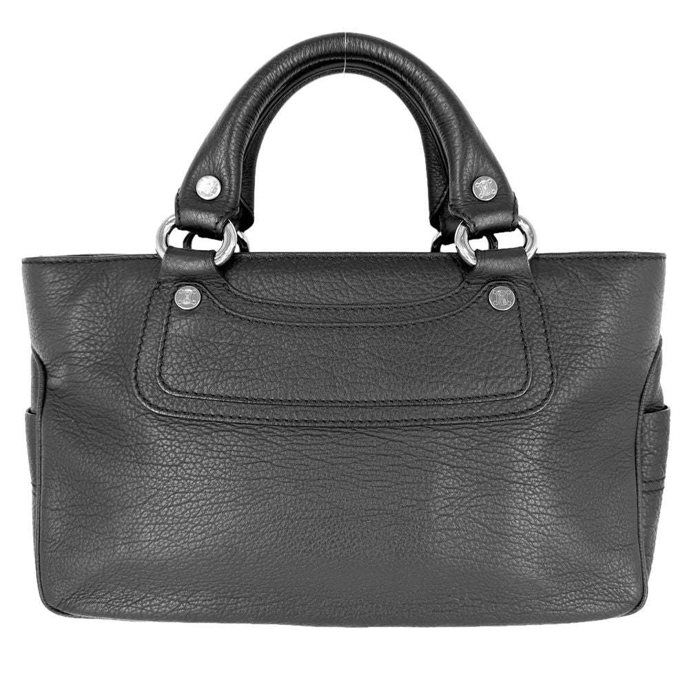 Celine Handbag Macadam Boogie Tote Leather Black Silver Vintage